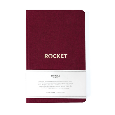 Rocket Shinola Medium Hard Linen Journal - Maroon