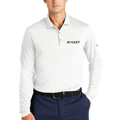 Rocket Men's Nike Dri-FIT Micro Pique 2.0 Long Sleeve Polo - White