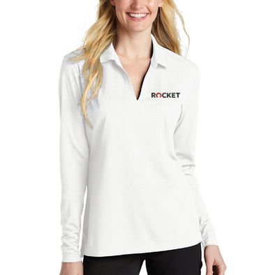 Rocket Ladies' Nike Dri-FIT Micro Pique 2.0 Long Sleeve Polo - White