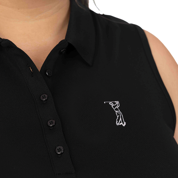 Ladies Sleeveless Golfer Icon Polo - Black